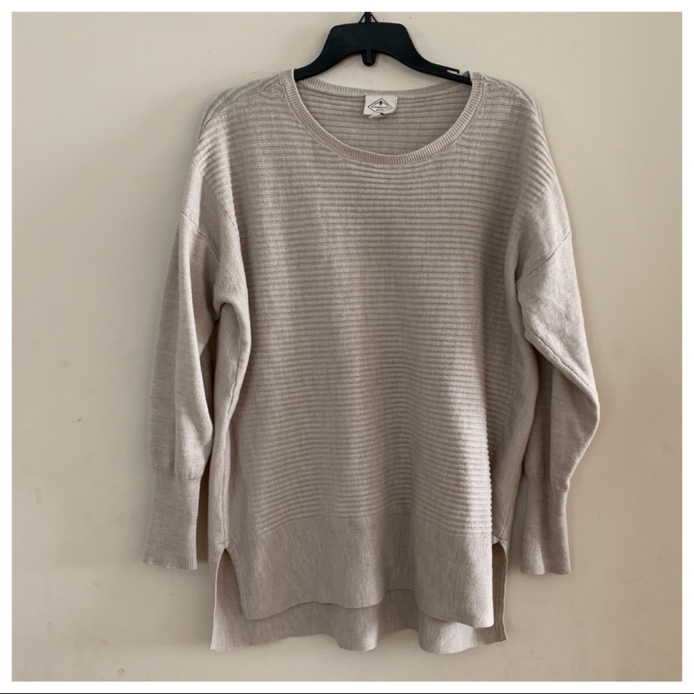 High low tan sweater